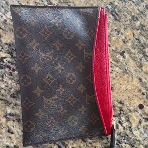 Louis Vuitton Monogram Clutch with Red Accent